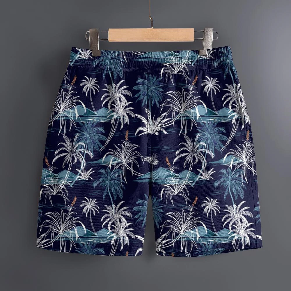 

Мужские гавайские пляжные шорты с 3D рисунком пальмы, быстросохнущие спортивные шорты для отдыха на открытом воздухе, модные мужские шорты