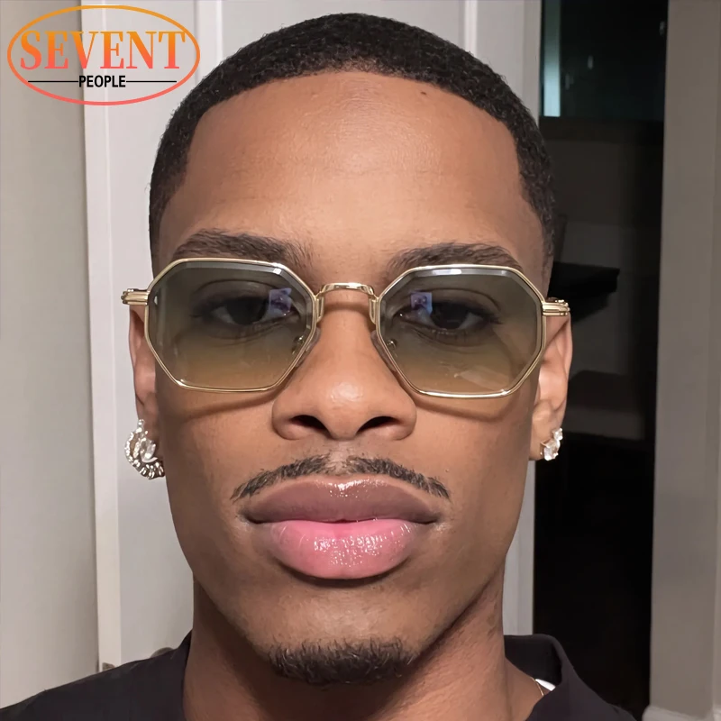 Steampunk Retro Small Octagon Sunglasses Men 2026 Luxury Designer Vintage Metal Square Punk Sun Glasses Male Fashion Shade UV400
