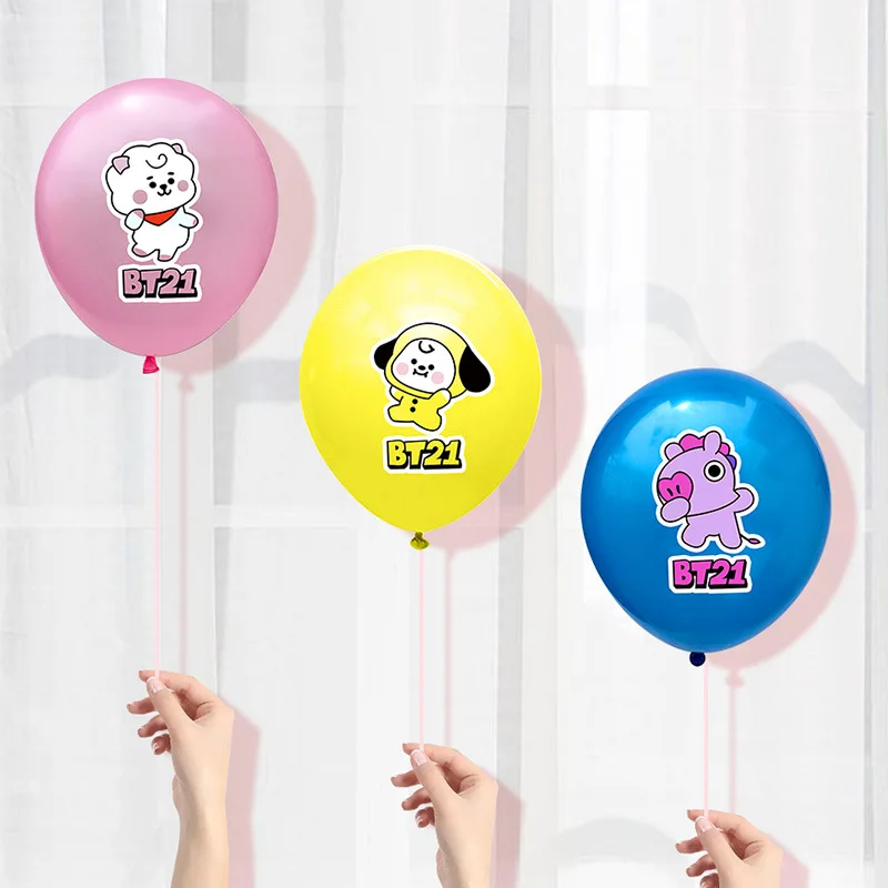 10Pcs Anime Bt21 Balloon Cartoon Youth League Theme Party Balloon Cute Birthday Layout Balloon Decorate Supplies Wholesale