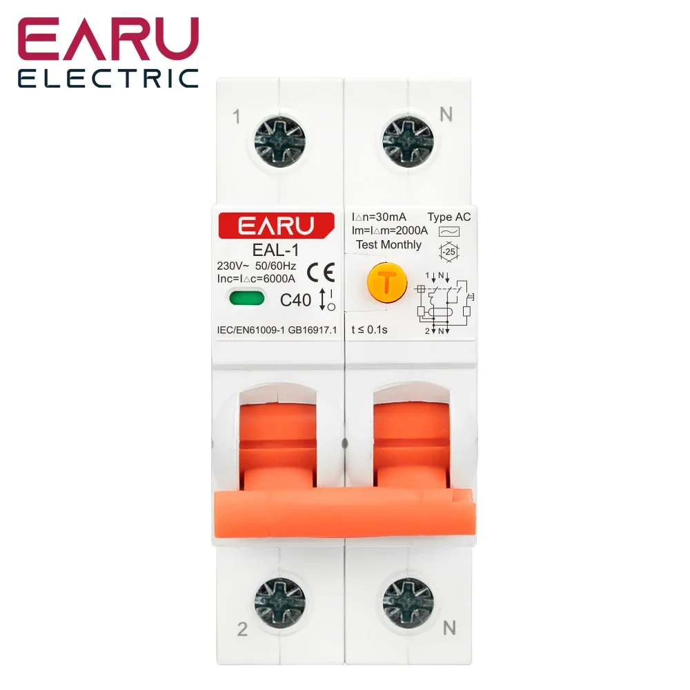 2P 30mA AC A B Type RCBO RCCB MCB Electronic Residual Current Circuit Breaker Over Short Current Leakage Protection EV Charger