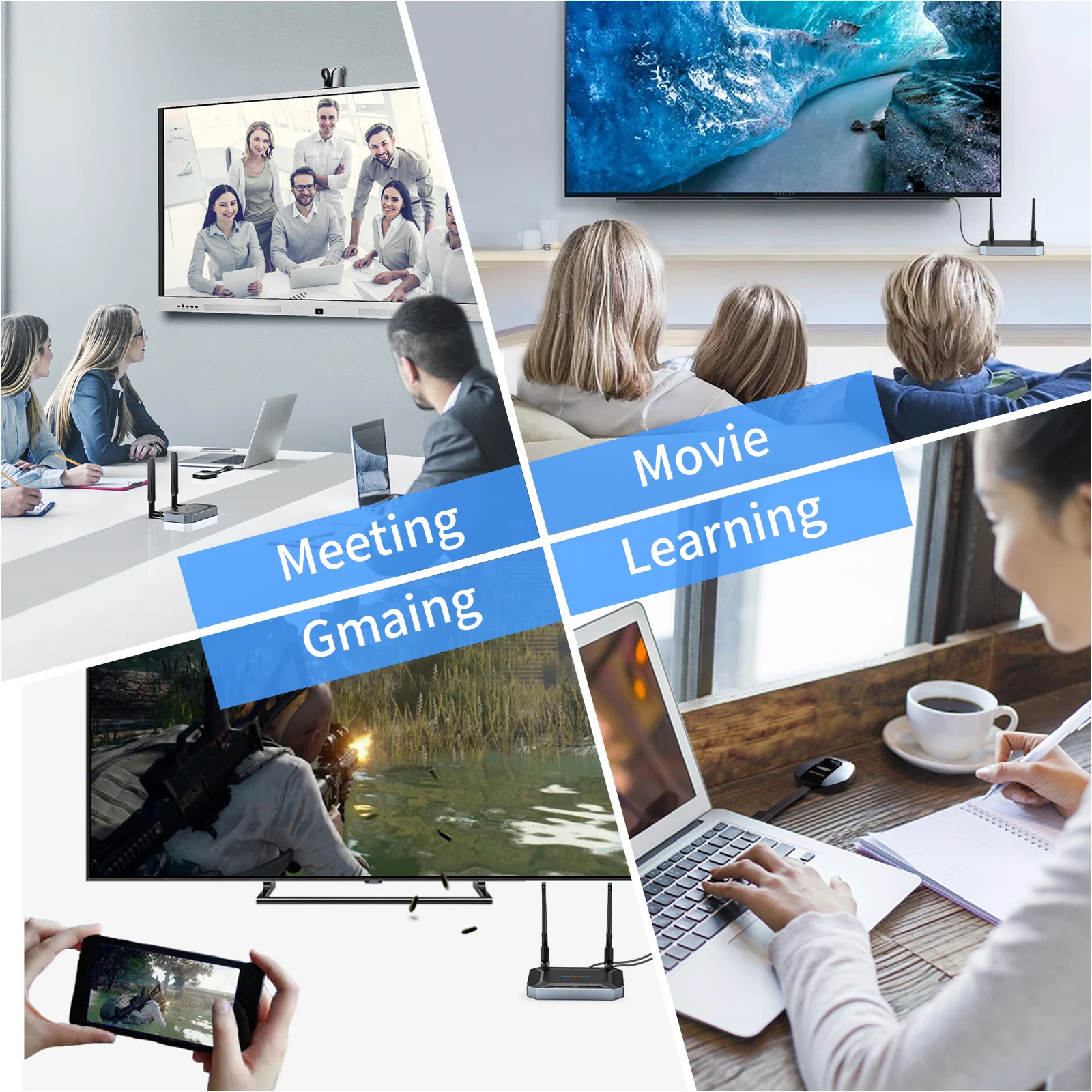 50 metrów 5G 4K Ultra HD transmisja bezprzewodowy nadajnik HD i zestaw odbiornika multi-device mirroring na PC telefon PS4 przełącznik