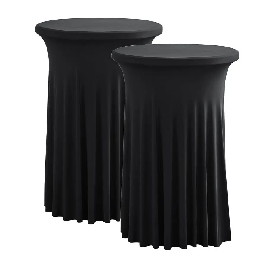 

32 Highboy Cocktail Round Stretch Spandex Table Cover Table Skirt High Top Tablecloth 3032 Dia x 43, Black
