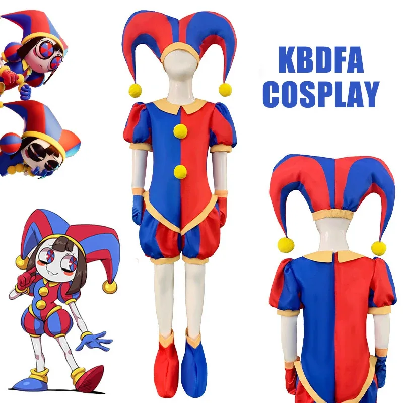 

Цирковое боди COS, комбинезон Pomni, фантастические цифровые костюмы для косплея, детский карнавальный костюм для вечеринки, костюм для мальчиков и девочек, одежда