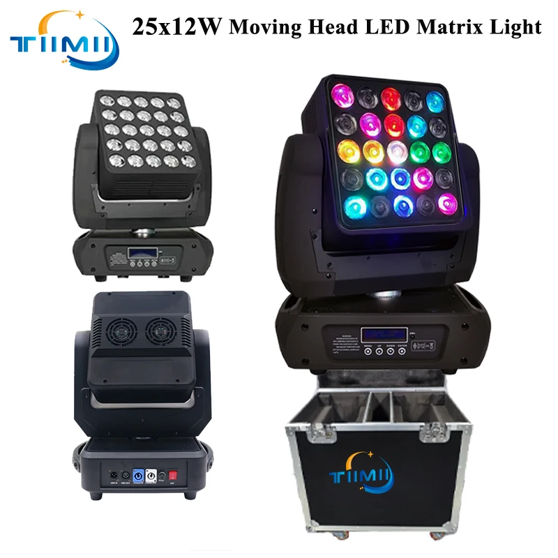 

Flightcase 1-10Pcs LED 25x12W Matrix Moving Head Wash DJ Light Point Control Magic Panel Beam Light Wedding Concert