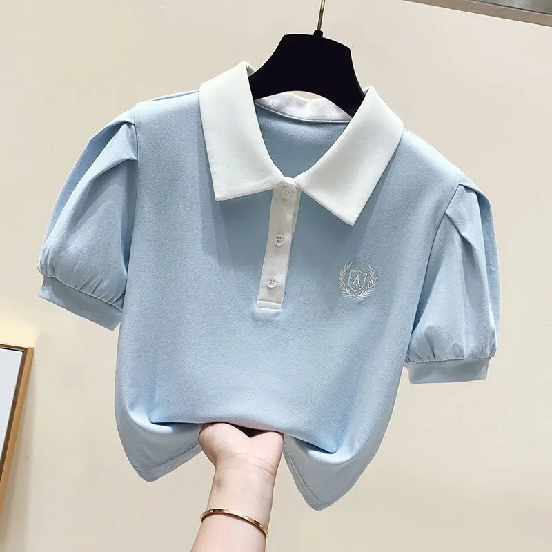 Polo Shirt For Girl Lapel Short sleeve T-shirt Girl Summer Clothing Students Loose Cotton Top Clothes Children Shirts