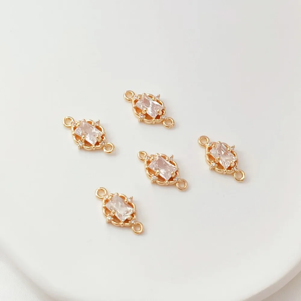 

14K Gold-encrusted Zircon Square Lace Double Pendant Handmade DIY Bracelet, Necklace, Tassel Material Pendant Accessory