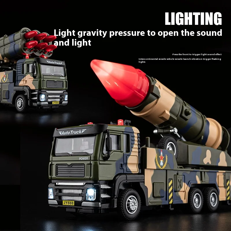 18cm Alloy Missile Launcher Toy Model - Features Sound & Light Effects, Retro Pull-Back Action - Perfect for Children\'s Creative