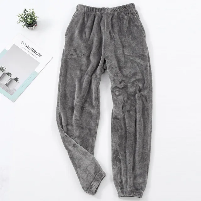 

New Winter Flannel mens sleep bottoms thicken warm sweatpants mens pajamas pants comfort Slacks pijamas couple casual trousers