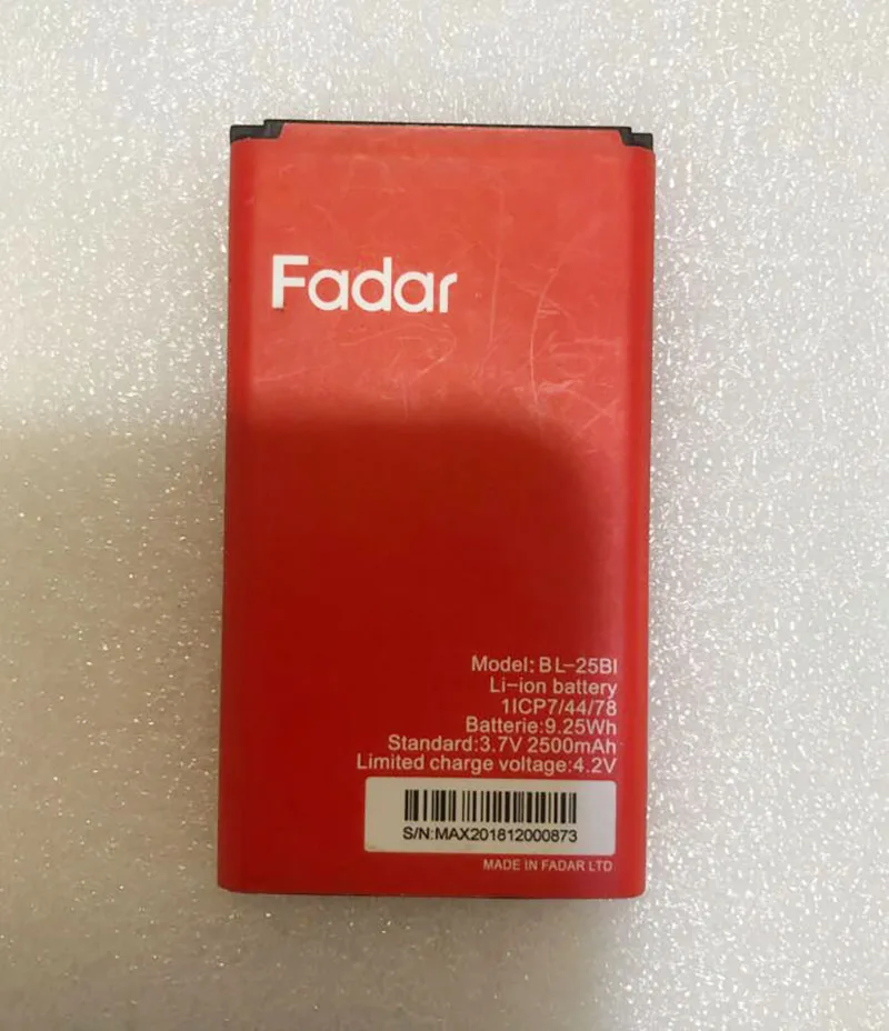 GeLar Original 3.7V 2500mAh 9.25Wh BL-25BI Replacement Battery For Fadar Rechargeable Mobile Phone High Quality Li-ion bateria