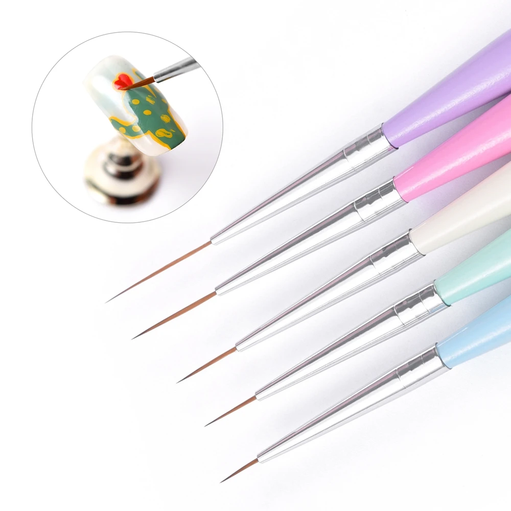 5PCS Nail Art Liner Brushes Acrylic UV Gel Colours Paints Builder Drawing Pen Hand Painted Brush DIY Manicure Design Accessories