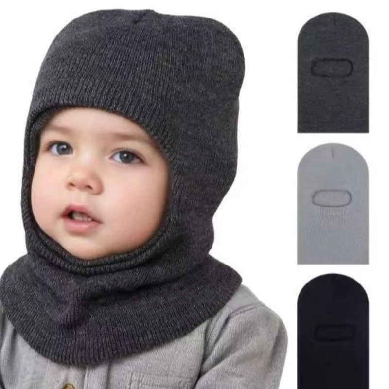 

Baby Winter Balaclava Hat Thermal Fleece Lined Knitted Beanie with Ear Protection Cold Weather Face Mask for Outdoor Activities