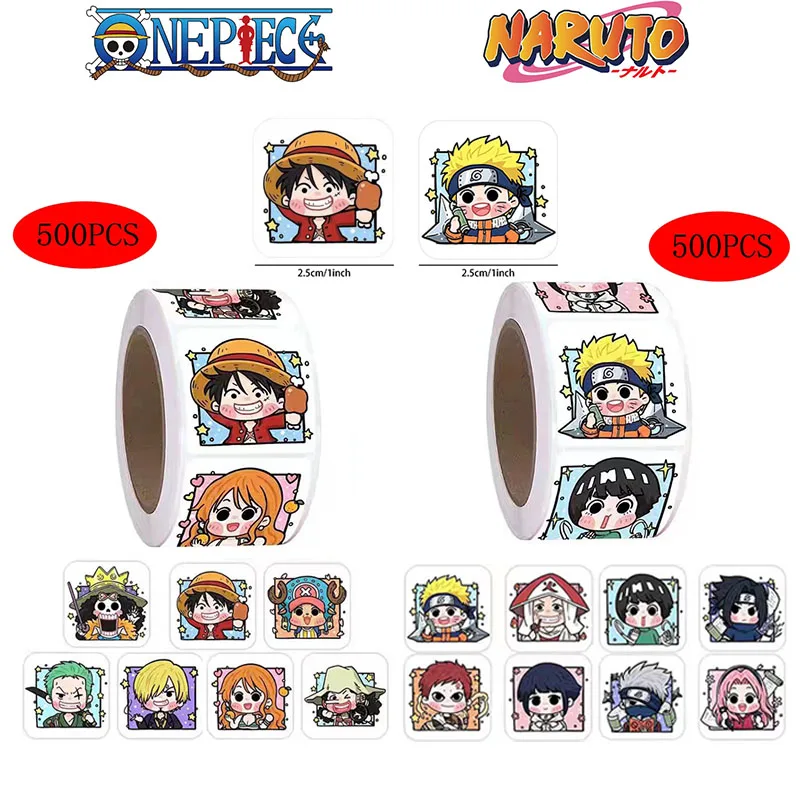 500PCS Cartoon One Piece NARUTO Stickers DIY Anime Figure Image Children\'s Reward Envelope Sealing Decoration Sticker Kid Gifts