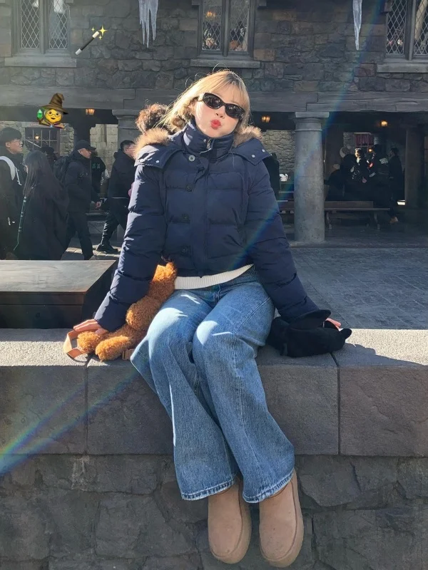 Giacca Invernale da Donna in Cotone Imbottito, Nuovo Modello Sottile con Zip Blu, Calda e Confortevole per il Pendolarismo