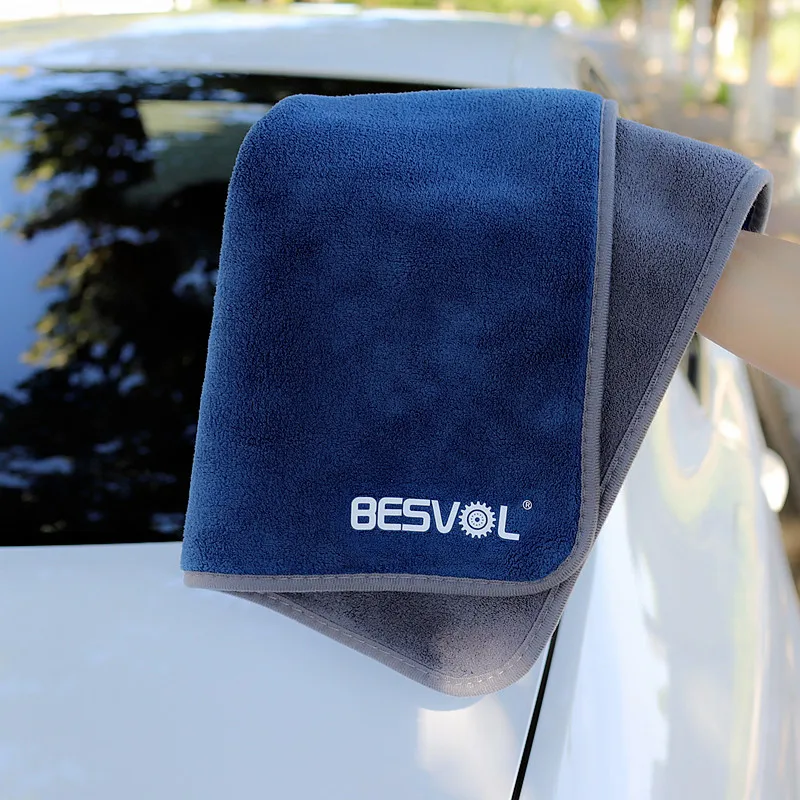 Double sided coral velvet Car Cleaning  Towel Cars Wash Drying Cloth Hemming Towel Care Cloth Car Detailing Wash Towel for