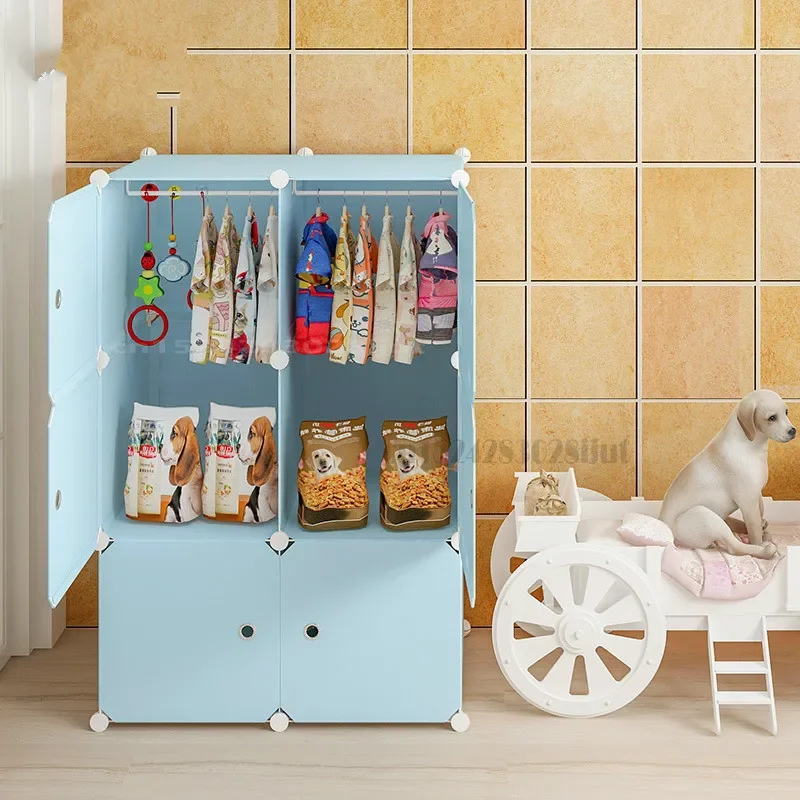 Removable Pet Wardrobe: Plastic Storage Cabinet with Hanger, Organized Pet Apparel, Clothing Rack, Portable Pet Closet,