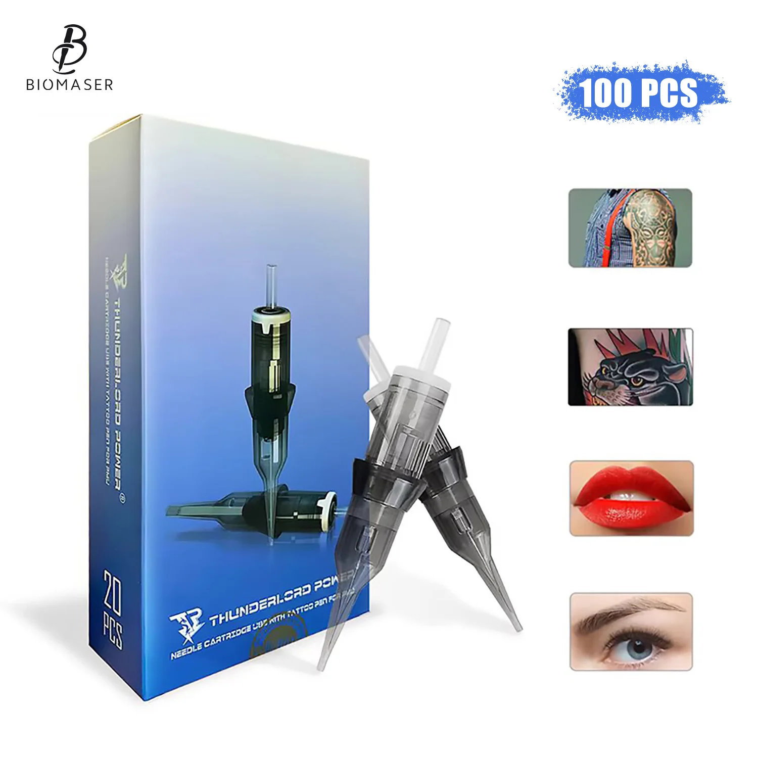 Cartucho de tatuaje de maquillaje permanente Shader con delineador de aguja de tatuaje Thunderlord Power 1R 7F para máquina de tatuaje Universal pluma más nueva