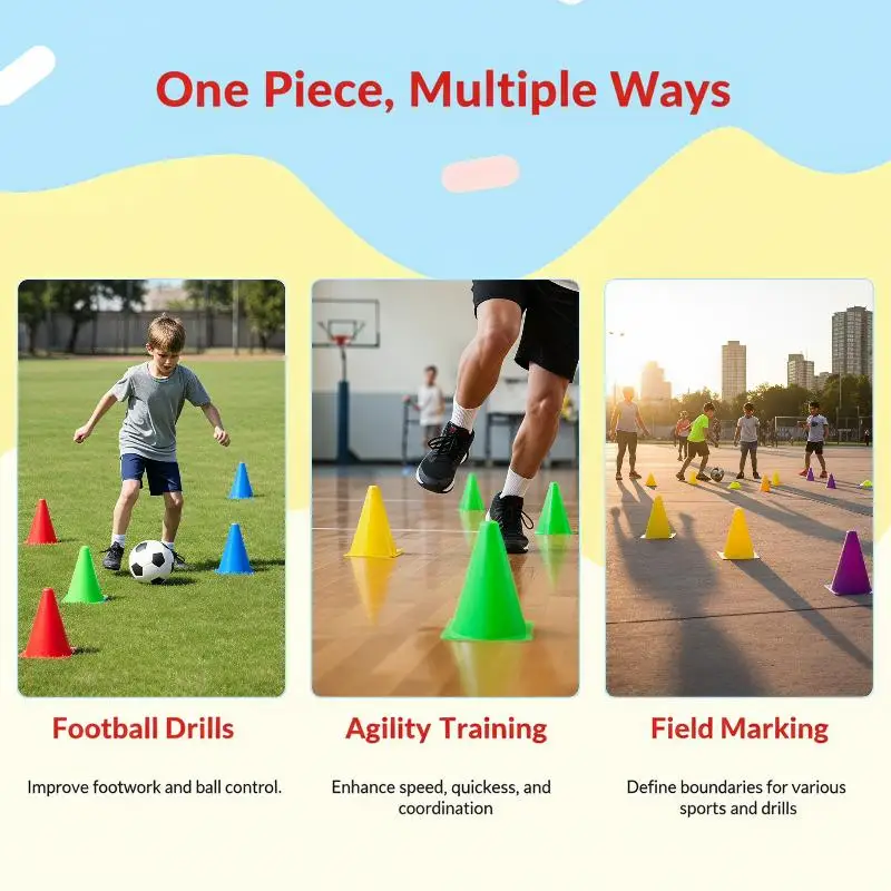 Sportmarkierungskegel für Jugendliche, 10 Stück, 18 cm, Trainingskegel für Fußball, Agility-Übungen, Outdoor-Übungsausrüstung – Detail 6