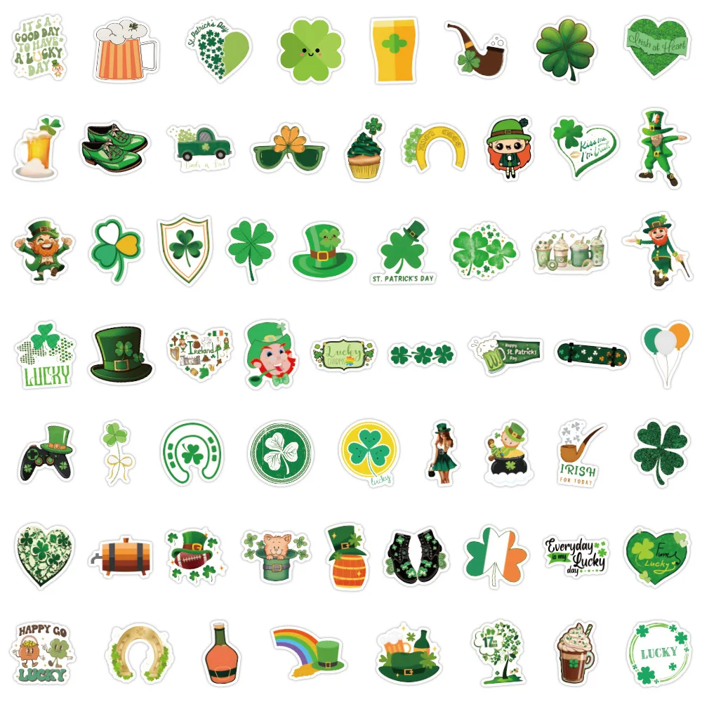 55/110PCS St. Patrick S Day Stickers Country Ireland Holiday Aesthetic Green Cartoon DIY Toy Fridge Cup Graffiti Decals Sticker