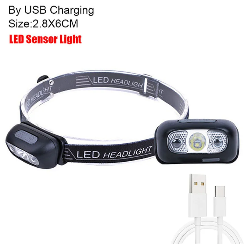 Portable Mini LED Headlamp USB Rechargeable Body Motion Sensor Headlight Outdoor Camping Fishing Light Powerful Torch Head Lamp