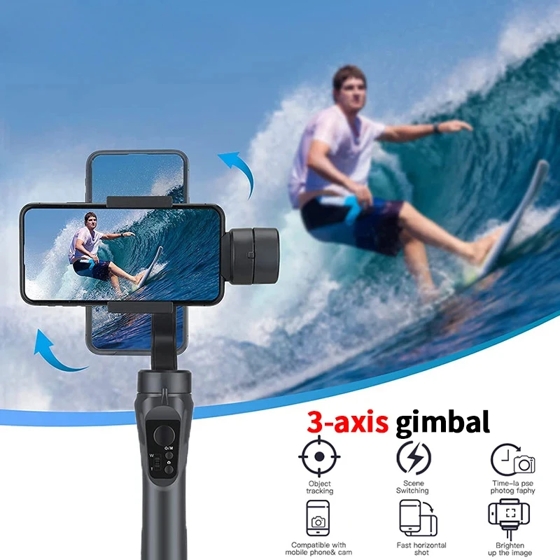 F6 3-Axis gimbal Handheld Stabilizer Cellphone Video Record Smartphone Gimbal For GoPro Action Camera Phone Vlog TikTok Live