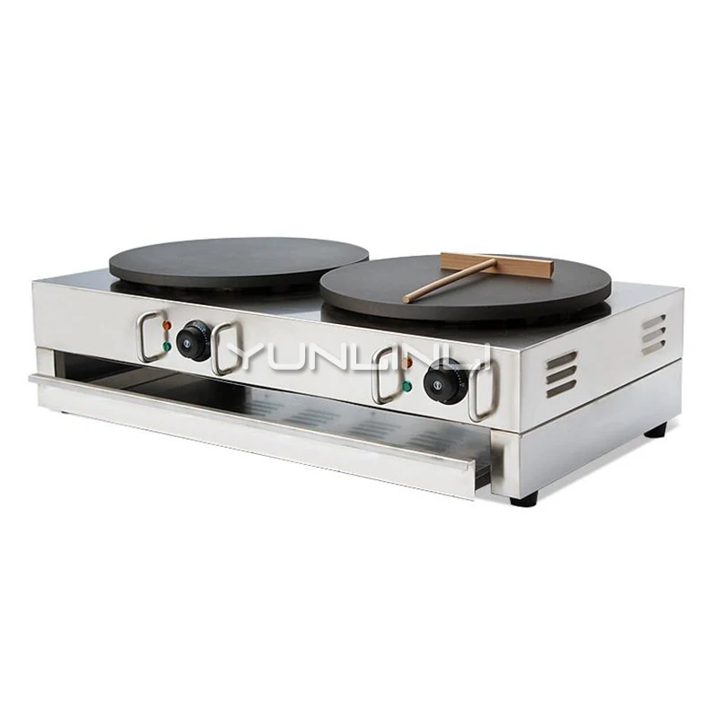 Commercial Crepe Machine Double Electric Pancake Maker Frying Pan Double-burner Griddle Furnace Machine