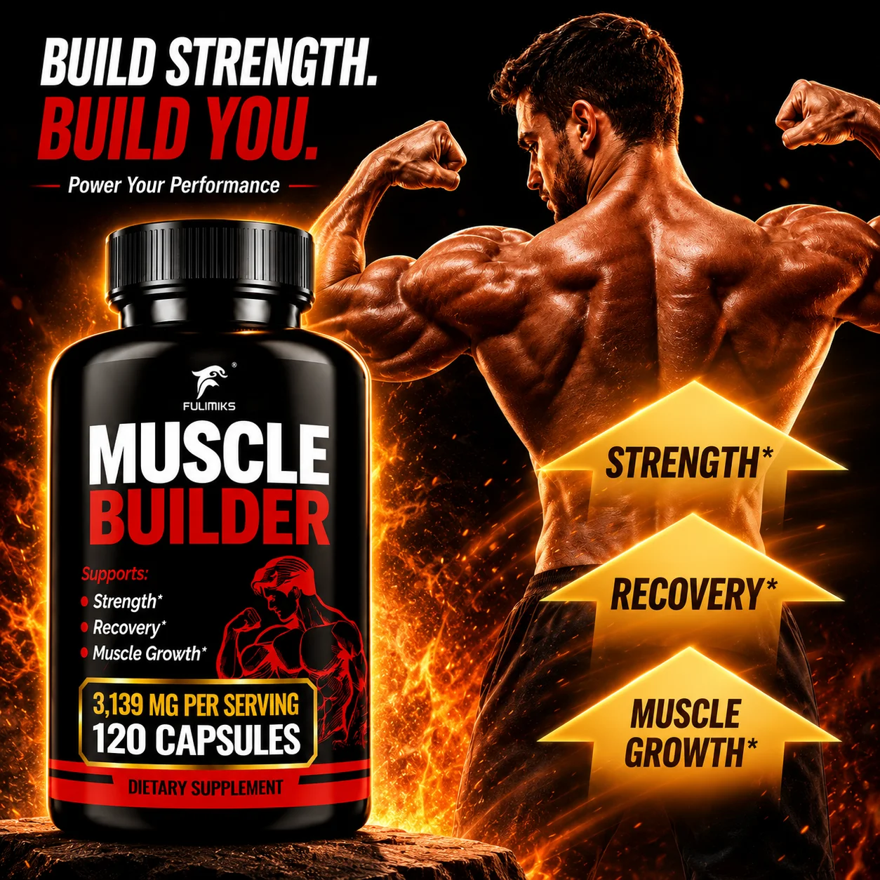Muscle Builder Sports Capsules, Supports Muscle Growth & Physical Strength, Enhance Endurance, Speed Up Recovery, Reduce Fatigue