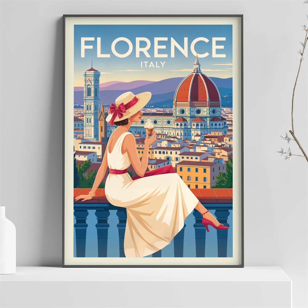 Vintage Visit Rome Poster Retro Italian Travel Print Wall Art Countries Of The World Travel Poster Italy Home Decor Canvas Print
