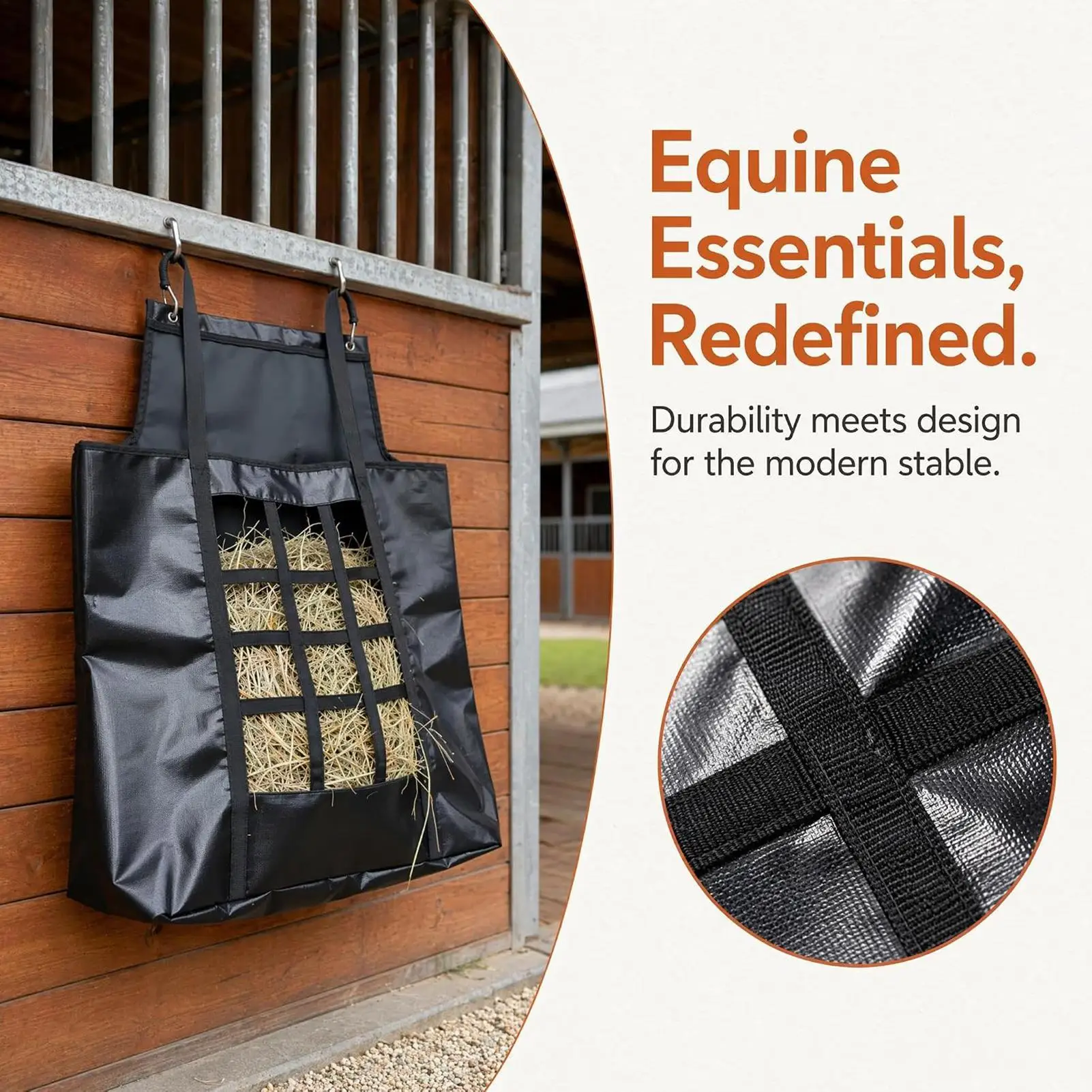 Horse Hay Bag Tear-Resistant Bite-Proof Strong Load-Bearing Slow Feed Horses Hay Bag For Cows Sheep Stalls Fences Trailers