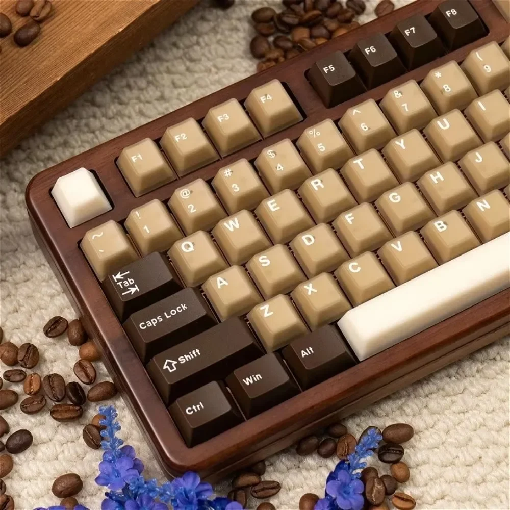 GEFENSI Latte Keycap Set ABS+PBT 164 Keys Cherry Shaped Keycaps For Mechanical Keyboard MX Switch 68/84/87/104 Replacement Caps