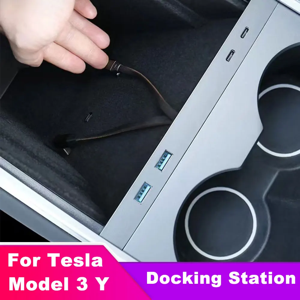 

Docking Station For Tesla Model 3/Y 2021~2023 Car USB Extender HUB Multi Splitter Adapter OTG Accessories USB Splitter Hub