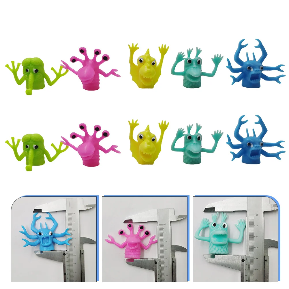 10pcs Monster Finger Puppets Colourful TPR Scary Alien Story Telling Puppets Hand Toys Halloween Educational Toys