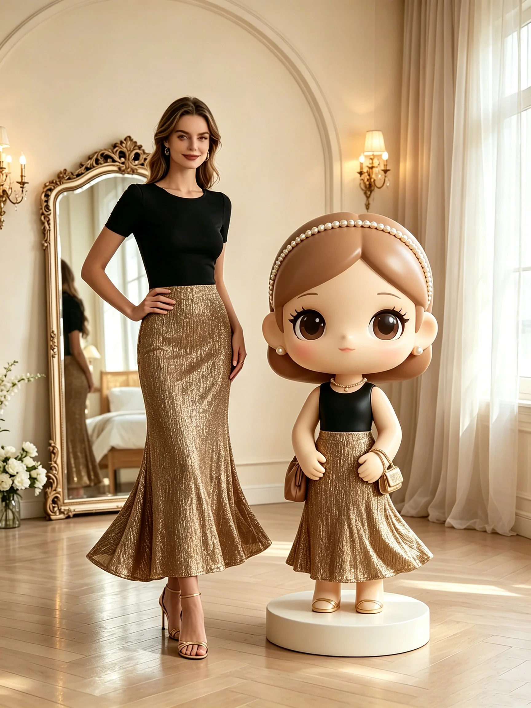 Women's Casual Elegant Solid Color Dress with Elastic Waist And Half Skirt Fashionable Comfortable Women's Clothing