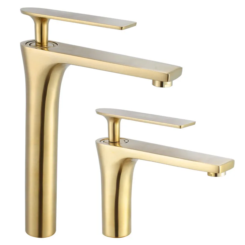 

Cold And Hot Water Mixer Sink Tap Deck Mounted Black/ChromeTap Tuqiu Bathroom Brushed Gold Brass Bathroom Basin Faucet