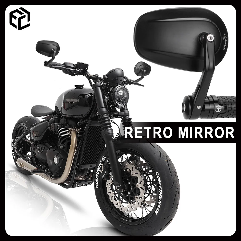 Motorcycle Bar End Mirror for Triumph Bobber / Bonneville T120 / T100 / Trident 660 / Speed Twin 900 /1200 Retro Rearview Mirror