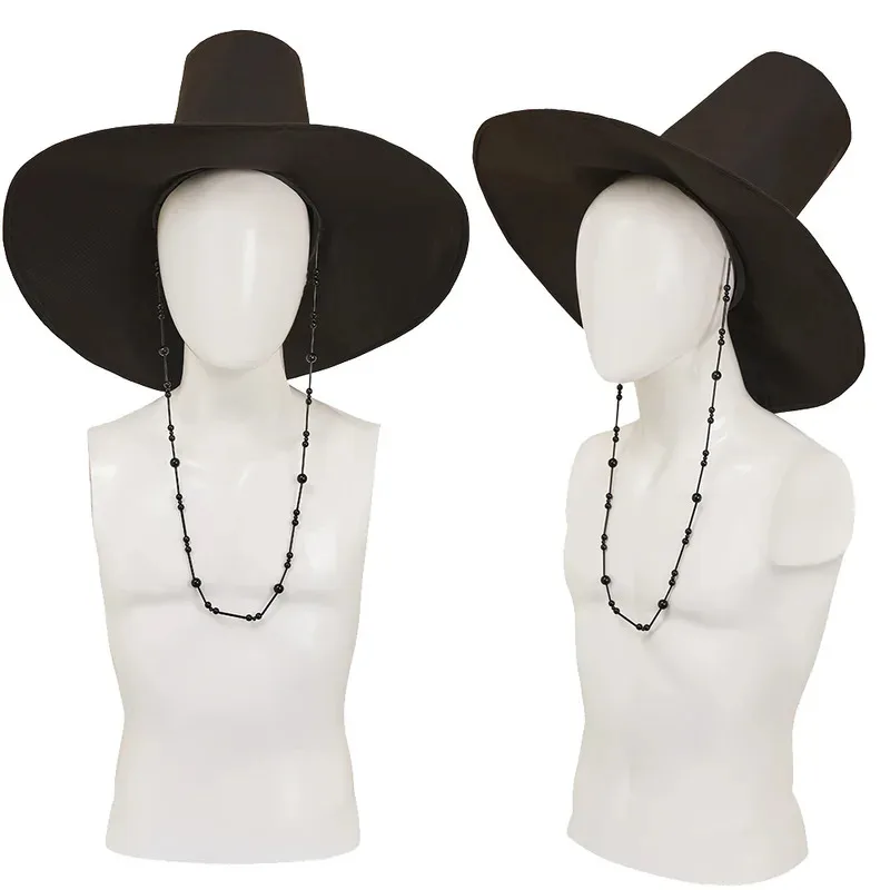 

CySaja Boys Jinu Косплей Черная шляпа Охотник на демонов KPop Ролевая игра Круглая шляпа с цепочкой Взрослые мужчины Хэллоуин Карнавальная вечеринка Реквизит