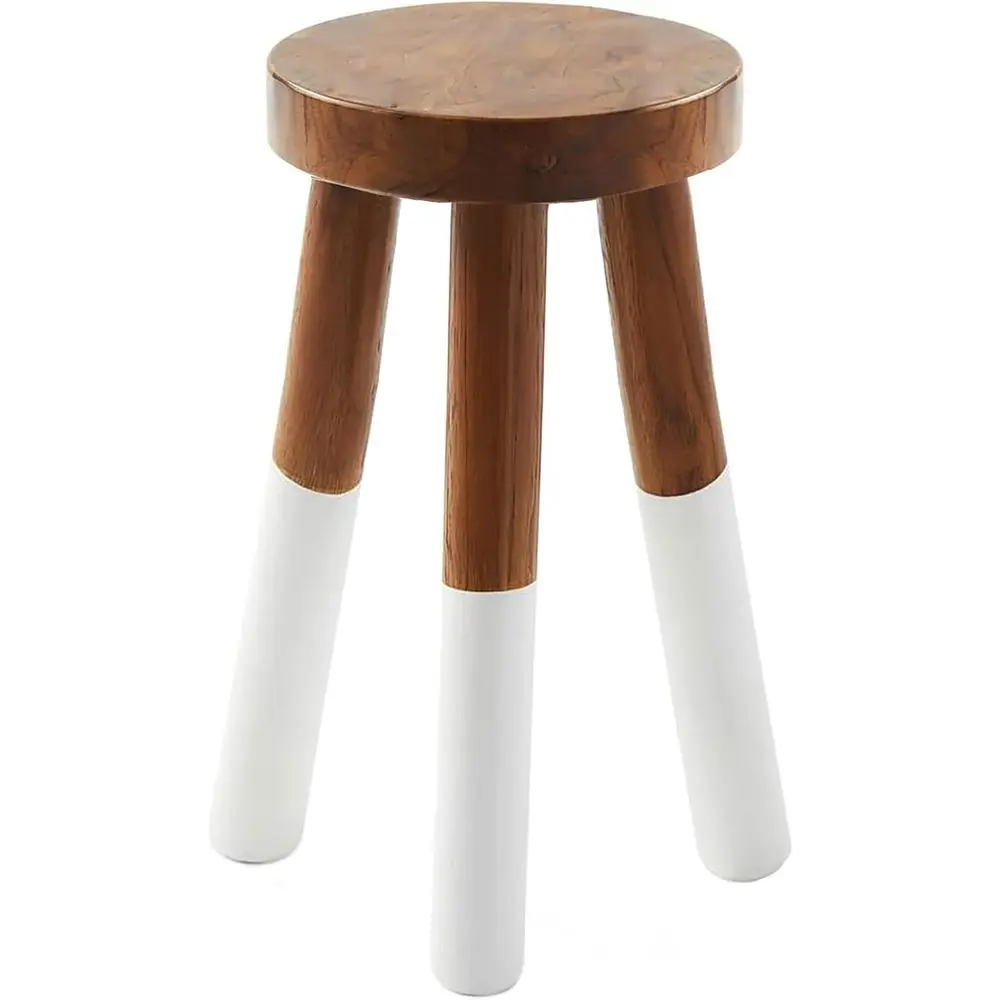 

Round Dip Dyed Teak Stool | 11.8 Accent Side Table | 24 Tall Wood Plant Stand
