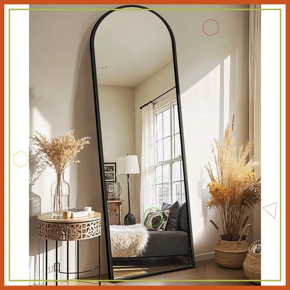 

Arched Full Length Floor Mirror with Stand, Wall Mountable for Bedroom Bathroom Living Room Entryway
