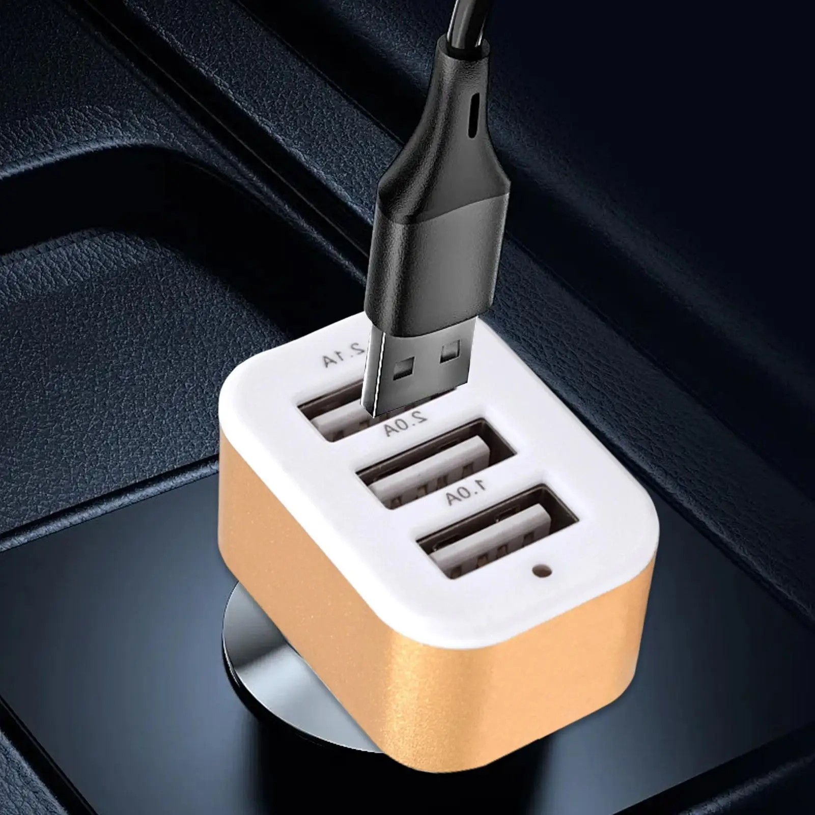 

Автомобильное зарядное устройство USB, автомобильный зарядный адаптер с 3 USB-портами, эффективный дизайн рассеивания тепла, автомобильный зарядный инструмент для планшетов