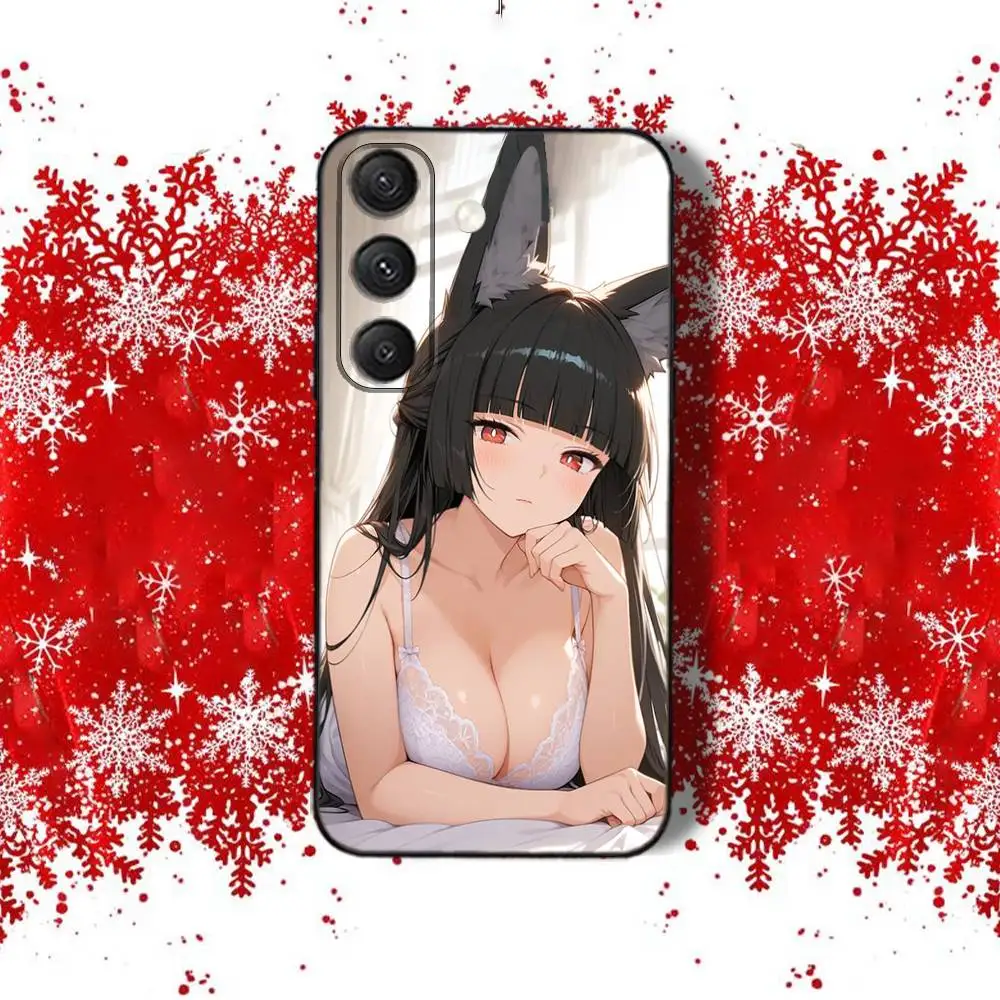 M-Miyabi CUTE H-HoshimiS لهاتف سامسونج S22,S24,S25,S23,S20,S30,S21,Ultra,4G,Plus,5G,Fe,Lite حافظة هاتف مطبوعة بالكامل باللون الأسود