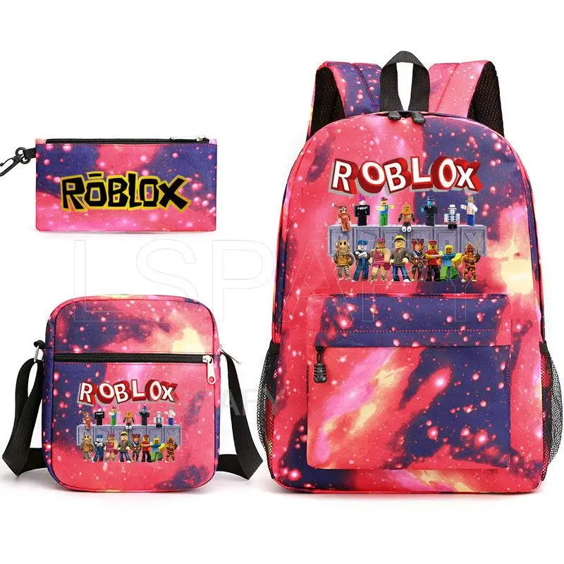 New Roblox Backpack Large Capacity School Bag Trendy Laptop Harajuku Casual Zipper Waterproof Students Mochila Escolar 3Pcs