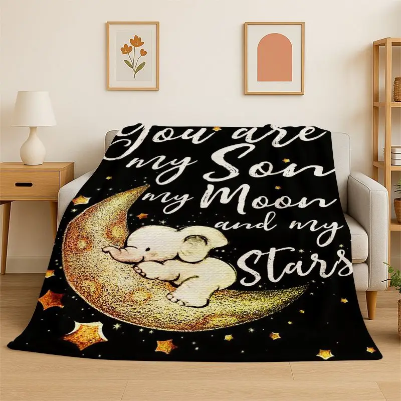 Gift Thanks To My Son Letter Present Flannel Blanket Soft Throw Blanket for Bedroom Living Room Bed Travel Camping Picnic Nap