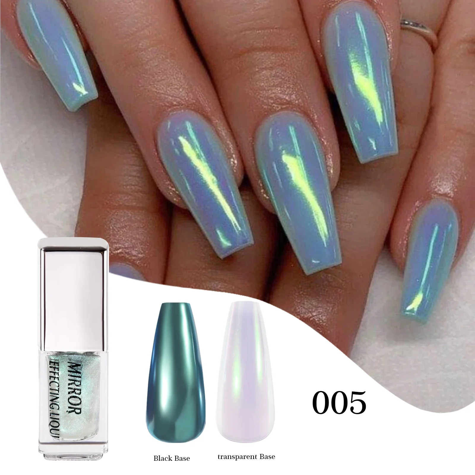 Polvo líquido mágico para uñas cromado, pigmento holográfico Aurora, purpurina brillante, Color Acrílico