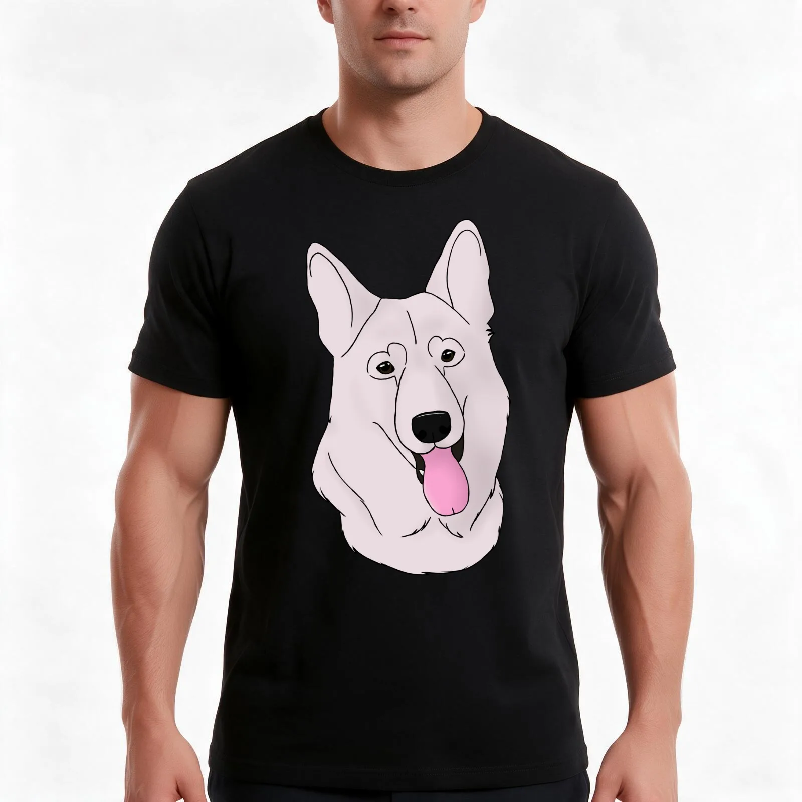 Swiss White Shepherd - Shorthair T-Shirt, Summer Casual Cotton Tee, Oversized Streetwear Tops, Vintage Graphic Print