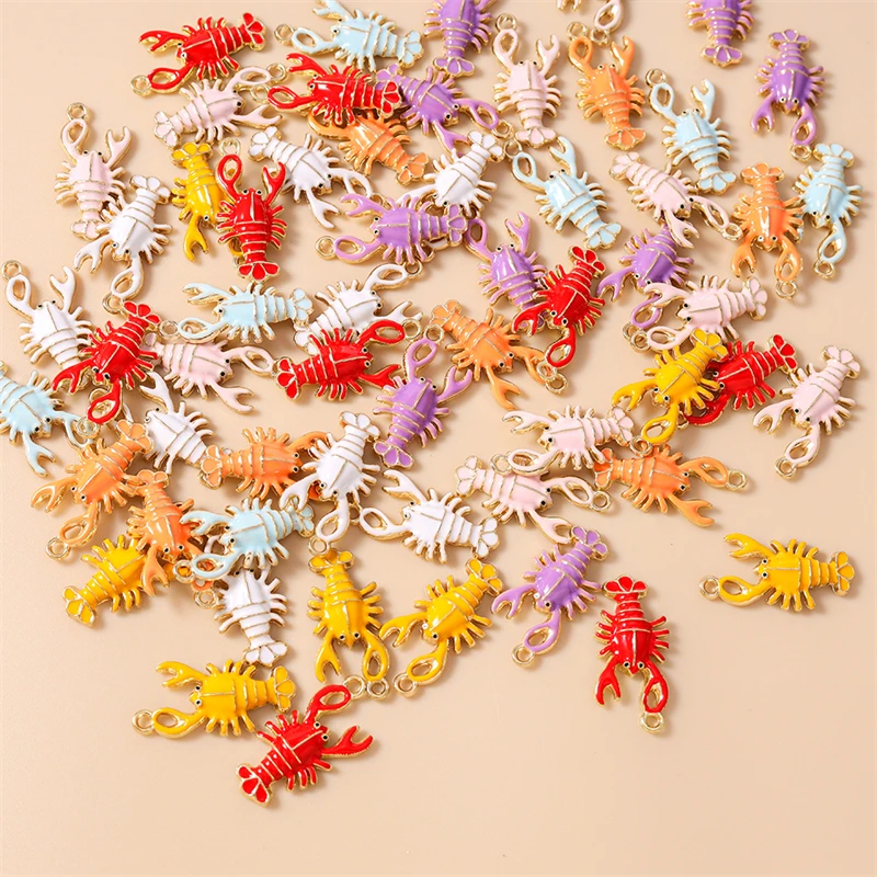 20 Stück 19x25mm Niedliche Meerestier-Anhänger Emaille-Hummel-Charms für Ohrringe Halsketten DIY Handgemachtes Kunsthandwerk Schmuckherstellung – Detail 14