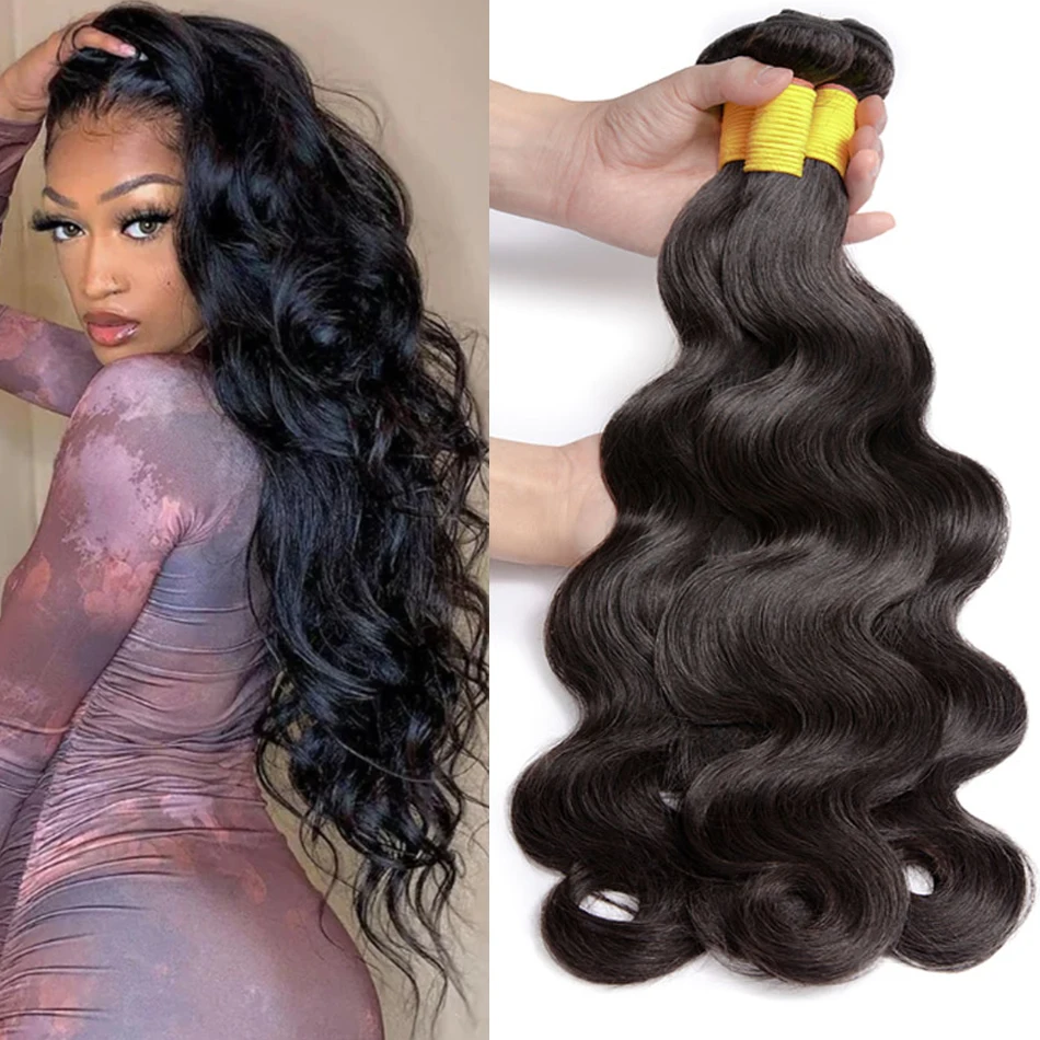 12A Body Wave Bundles 1/3/4 Bundles Deal 100% Raw Human Hair Extensions Peruvian Hair Weaving Natural Black Virgin Hair 30 Inch