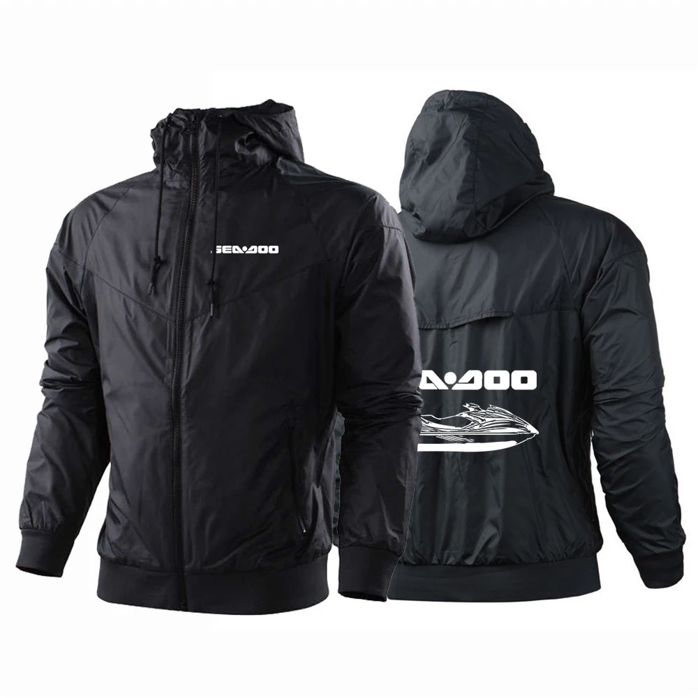 2024 New Men Sea Doo Seadoo Moto Spring and Autumn Thin Windbreaker Windproof Casual Hooded Color Matching Fashion Tops