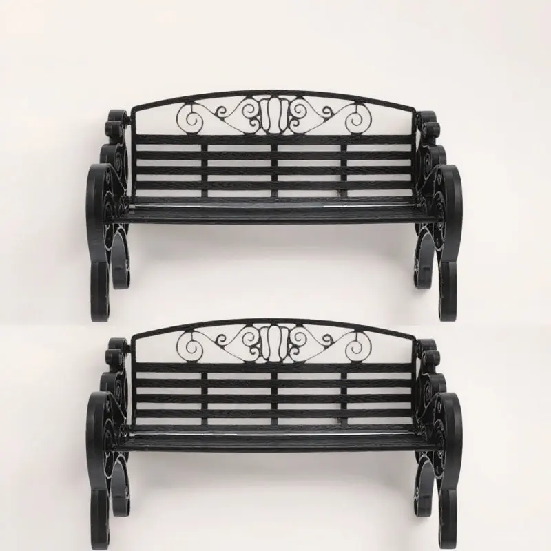 

2Pcs Miniature Bench Mini House Furniture Bench Ornaments Elegant European Style Plastic Benches for Dollhouse Living Room Fairy