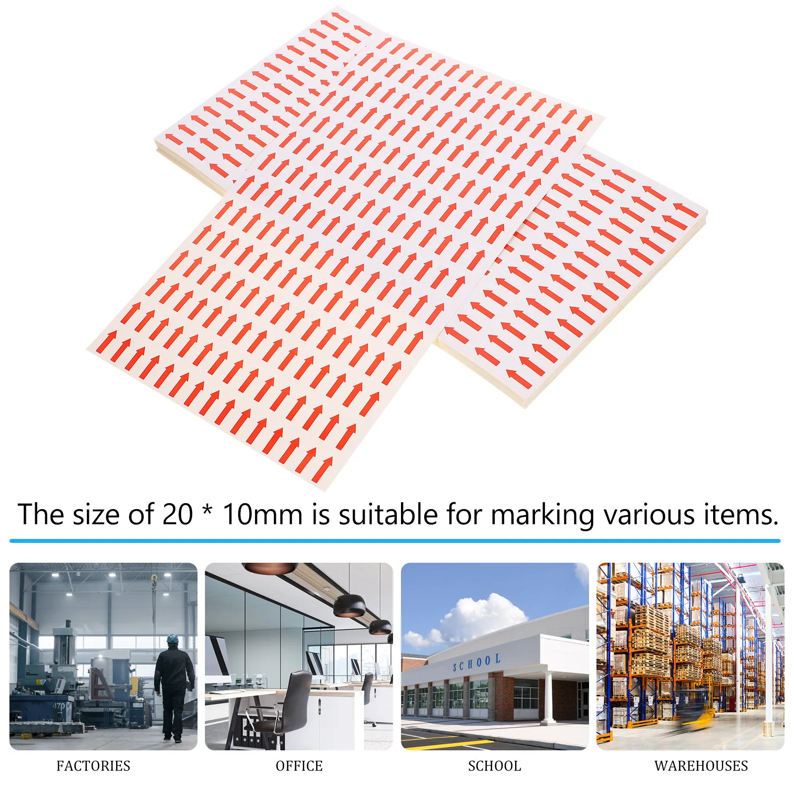 50Sheets Premium Arrow Stickers Self Adhesive Direction Signs Strong Hold Removable No Residue Ideal for Factories Offices