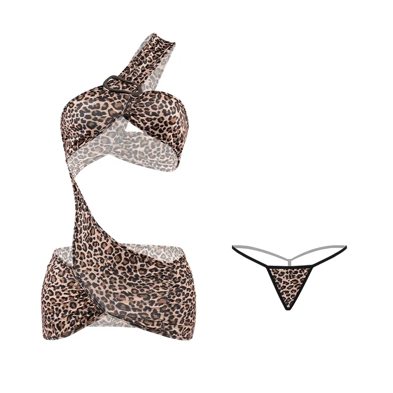 Sexy For Women Wild And Seductive Leopard Print Bodycon Dress With Off-shoulder Straps Pure And Hot Nightclub Dress Elegant 1RR6