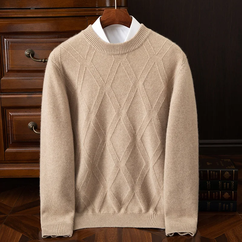 

2024 new autumn and winter men's 100% pure cashmere sweater, round neck, fashion, business, pullover